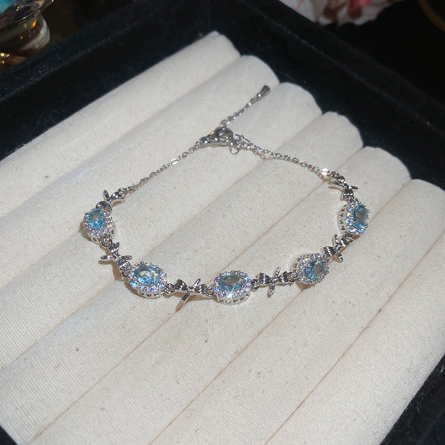 Pulseras de zircon azul marino frescas y lujosas pulseras de alta sensación 2026 nuevas joyas de moda de verano versátiles image 5