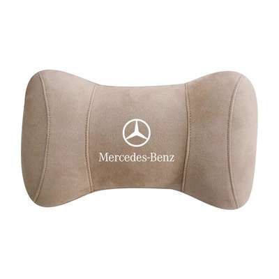 Suitable for Mercedes-Benz Headrest C200Lglc260Le300L Memory Foam Neck Protector Headrest Lumbar Support A200L Car Interior (Headrest) - mercedes-benz-logo-beige-one-long-30cm-wide-9cm-high-17cm