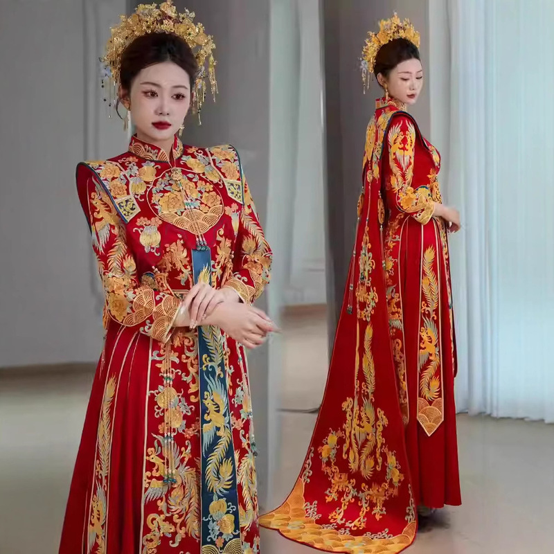 Xiuhe Wedding Dress 2025 New Style Toast Dress with Small Train, Chinese Style Traditional Wedding Gown, High-End Dragon and Phoenix Robe Xiuhe Wedding Dress 2025 New Style Toast Dress with Small Train, Chinese Style Traditional Wedding Gown, High-End Dragon and Phoenix Robe