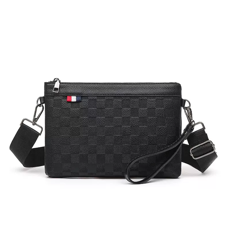 2025新款包包男士韩版潮男手包简约撞色单肩斜挎包手拿包多功能包