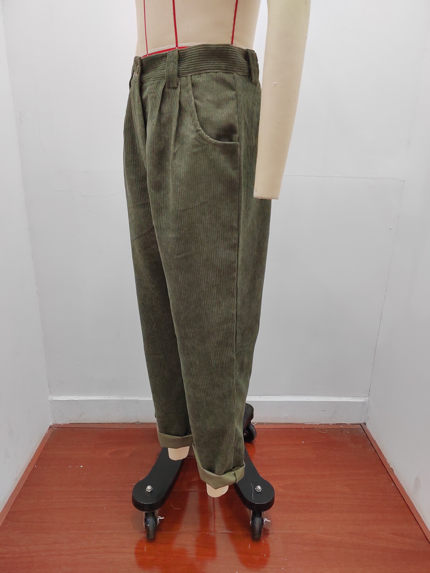 Women's Clothing Women's High Waist Casual Pants Autumn Solid Color Corduroy Loose Straight Pants Style For Formal & Casual For Women_ecoleips.com