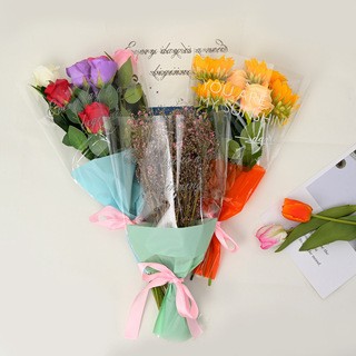 透明英文防水多支袋小清新花束纸鲜花包装袋花艺diy材料一件代发