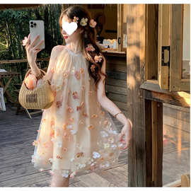 原版现货花神的爱意绝美花朵法式挂脖连衣裙夏小个子生日公主裙子