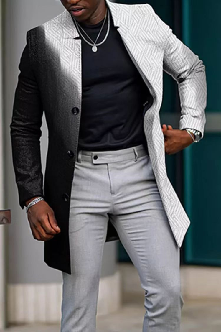 Comercio exterior transfronterizo 2023 Otoño e Invierno nuevos hombres digital impreso a cuadros soporte collar medio de longitud capa casual al por mayor