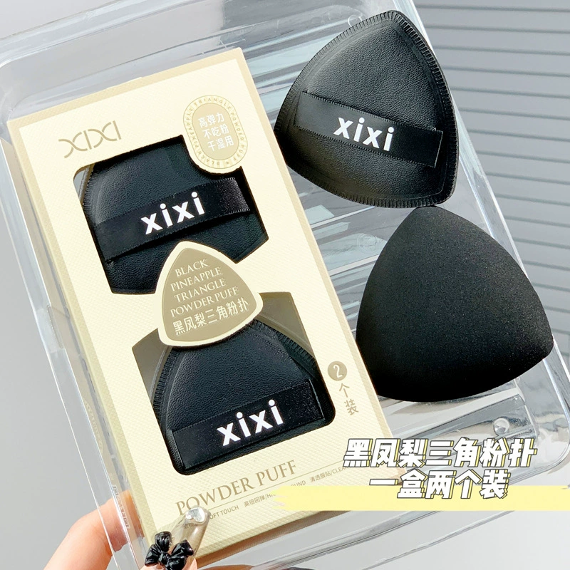 Triangular Makeup Sponge (xixi), Soft Thick Base Puff, Black, Hand-strap Compact