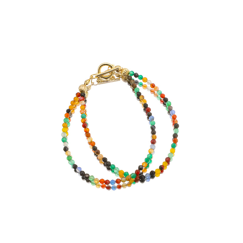 Hecha a mano dopamina piedra natural color pulsera de cuentas brazalete botón brazalete moda joyas retro al por mayor