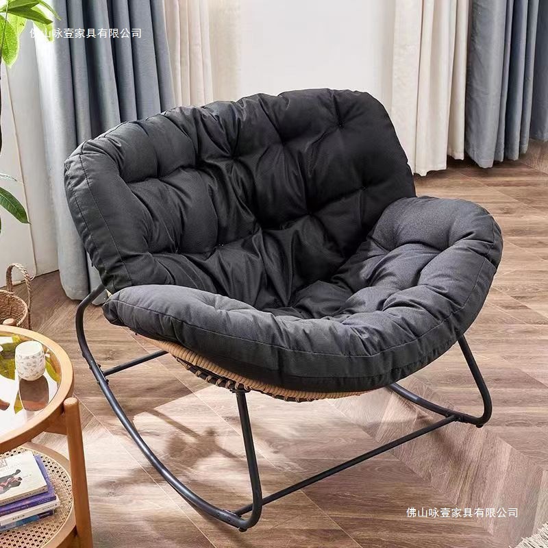 Foreign Trade Supply Dropshipping Labeling Rocking Chair Lazy Sofa Double Rattan Small Apartment Fabric Balcony Simple Rocking Chair