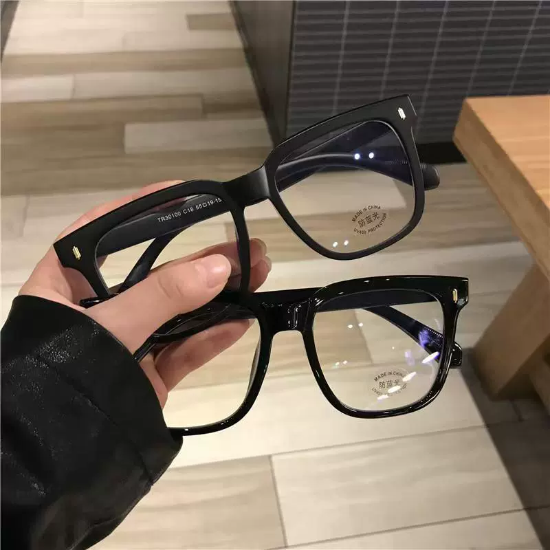 大框女款防蓝光近视眼镜平光镜可配度数潮流网红显脸小眼镜批发