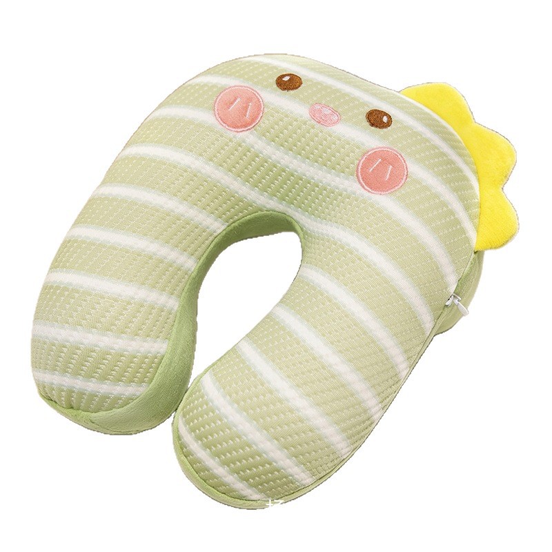Almohada de Siesta en Forma de U de Seda de Hielo de Peluche Portátil para Oficina y Viaje