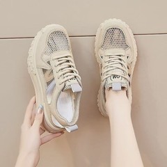 厚底5CM高さ増加夏中空通気性レディースシューズメッシュ多用途スポーツカジュアルシューズインファッションお父さん靴