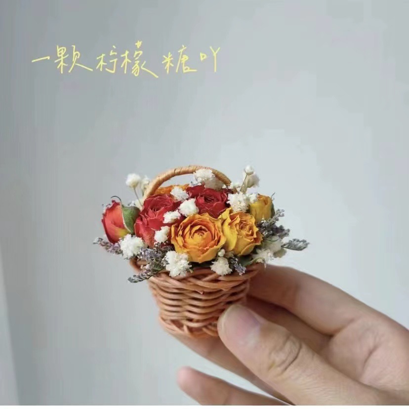 Mini Dried Flowers Real Small Flower Basket Car Decoration Wedding Favors Gag Gift Fridge Magnet Photography Prop