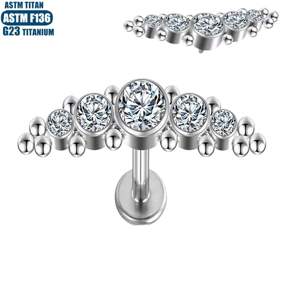 Labret stud lip piercing jewelry styling detail