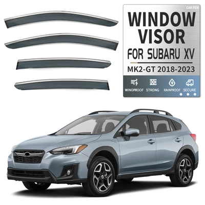 Sun Visor Rain Eyebrow, Rain shield - standard-packing-without-logo-subaru-xv-mk2-gt-2018-2023-with-bright-strips-rain-shield