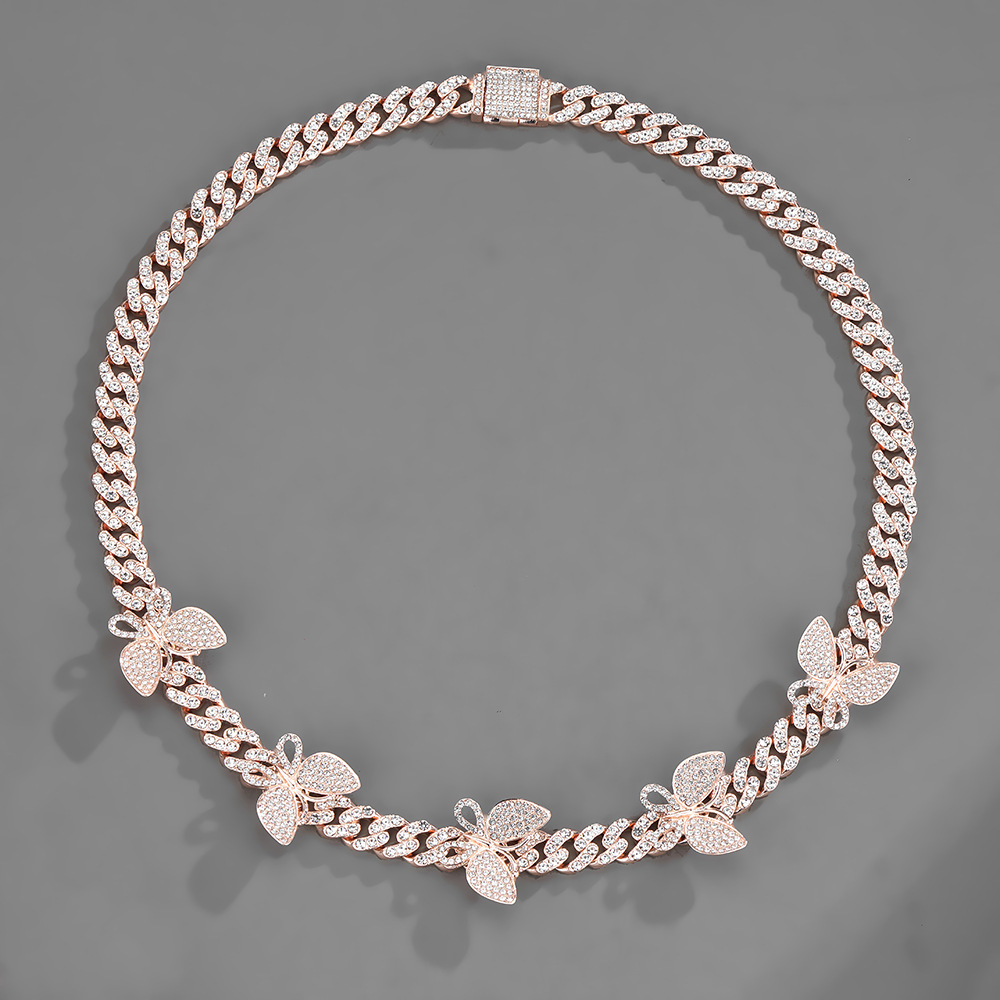 New Butterfly Accessories Cuban Chain 15mm Geometric Hip Hop Bracelet Anklet Necklacepicture7