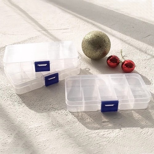 Plastic jewelry transparent storage box portable earrings rings bracelets necklaces sorting storage box 10-compartment accessory box
