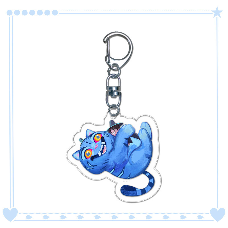 DIY プリント透明アクリルペンダントキーホルダーブルー猫周辺かわいいバッグペンダントカスタマイズされたロゴ付き|undefined