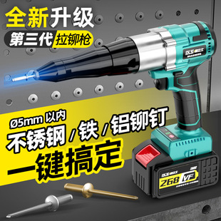Rechargeable Rivet Gun, Fully Automatic Rivet Gun, Rivet Gun, Brushless Lithium Battery, Stainless Steel Electric Core Blind Nut Grab