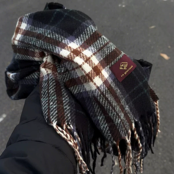 Plaid Scarf Winter Shawl Korean Style Warm Neck Warmer Faux Cashmere Retro Versatile
