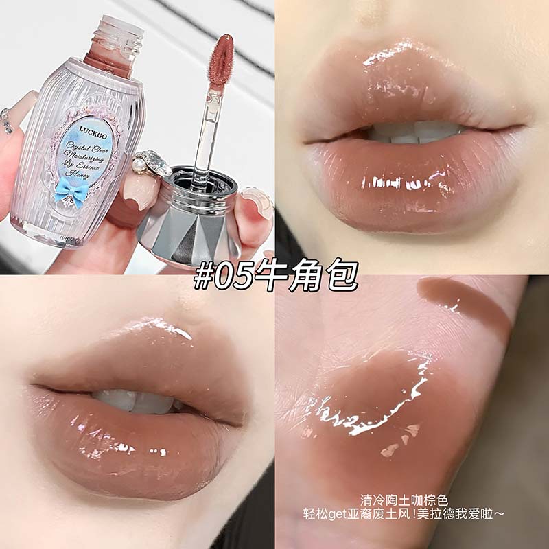 LUCKGO Crystal Clear Moisturizing Lip Essence Honey Light Line Moisturizing Lipstick Espejo de aceite de labios hidratante y color transfronterizo duradero