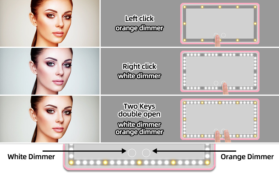 Cross-Border Led Light Three-Color Adjustable Makeup Mirror with Light for Car Interior, High-Definition Sun Visor, Passenger Side Makeup Mirror, Rearview Mirror