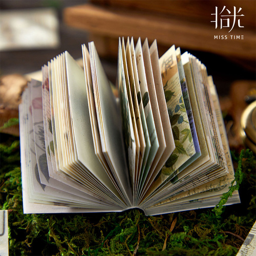 Shiguang Material Paper, Plant Kingdom Series, Retro Base Collage Handmade Diary DIY European-style Note and Message Book