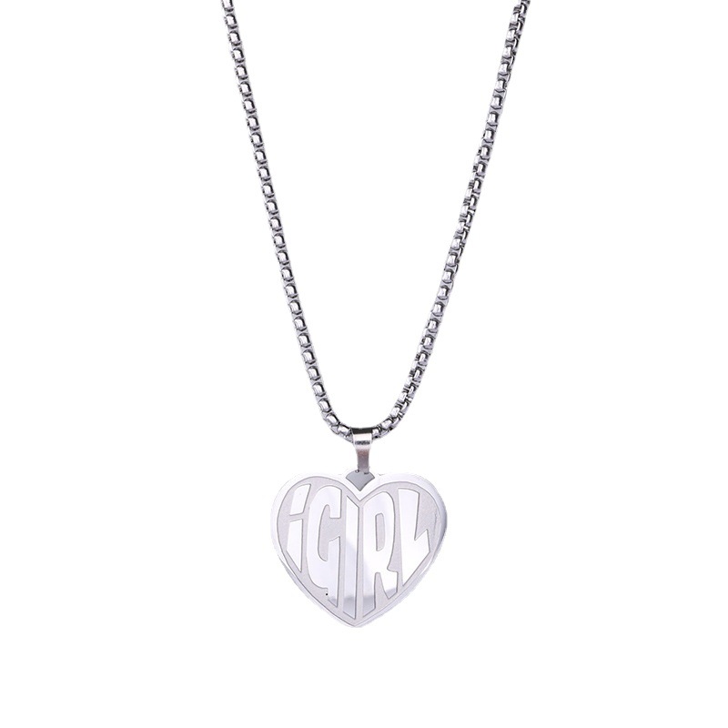 Einfache und coole Mädchenmode herzförmige Buchstabenohrringe Igirl Schlüsselbeinkette Hip-Hop Punk Style Halskette_voghion.com