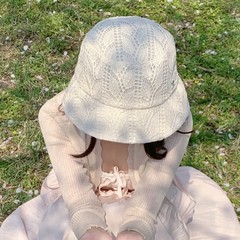 日本製中空ニットフィッシャーマンハット、女性用春と夏の屋外日焼け止めサンハット、ファッショナブルで多用途、顔が見える小さなバケットハット