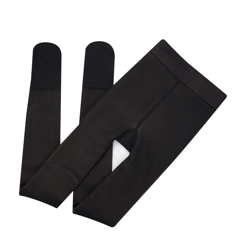 Pantimedias negras con forro polar para otoño e invierno, medias de una sola capa con efecto piel, pantimedias color piel simuladas.