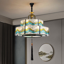 新中式客厅吊灯书房卧室珐琅彩禅意酒店别墅复式楼中山灯具批发