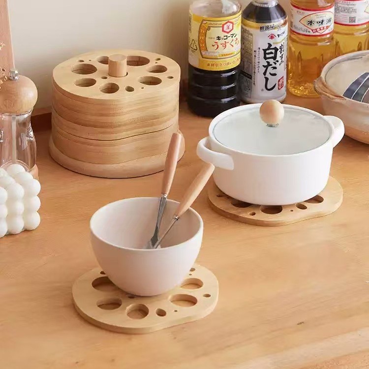 Almohadilla de aislamiento térmico para mesa Juego de rodajas de raíz de loto creativo Almohadilla para olla resistente a las escaldaduras y a altas temperaturas Almohadilla de aislamiento térmico para cazuela Almohadilla para plato Almohadilla para tazón Taza