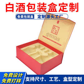 双支装白酒礼盒包装盒厂家定制高档手提式特种纸激凸烫金白酒盒