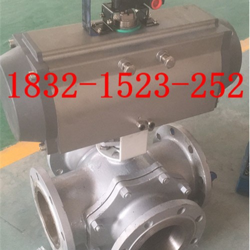 Q646F-16C铸钢气动四通法兰球阀 双L型换向阀 切换阀DN40 80 150