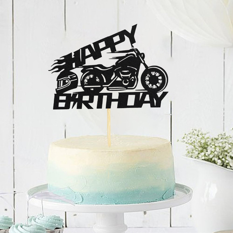 クロスボーダースポットバースデーケーキカードオートバイハッピーバースデー誕生日デコレーションカード|undefined