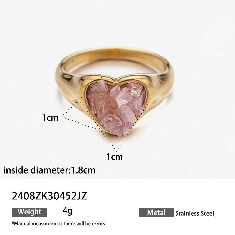 Anillo de acero de titanio de 18 quilates de oro triturado de piedra natural irregular en acero inoxidable de alta calidad joyas de moda transfronterizas