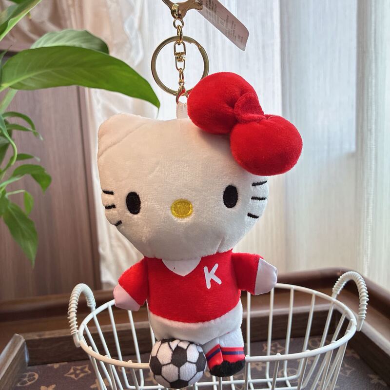 可爱萌足球kt猫小挂件毛绒玩具公仔小猫咪包包挂饰钥匙扣娃娃玩偶|undefined