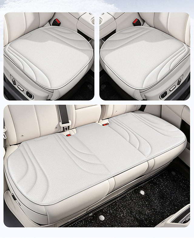 Car Seat Cushion Seaweed Fiber Seat Cover Set, No-Tie Three-Piece Set, Thickened Seat Cushion Cover, Non-Slip and Breathable for Car Use