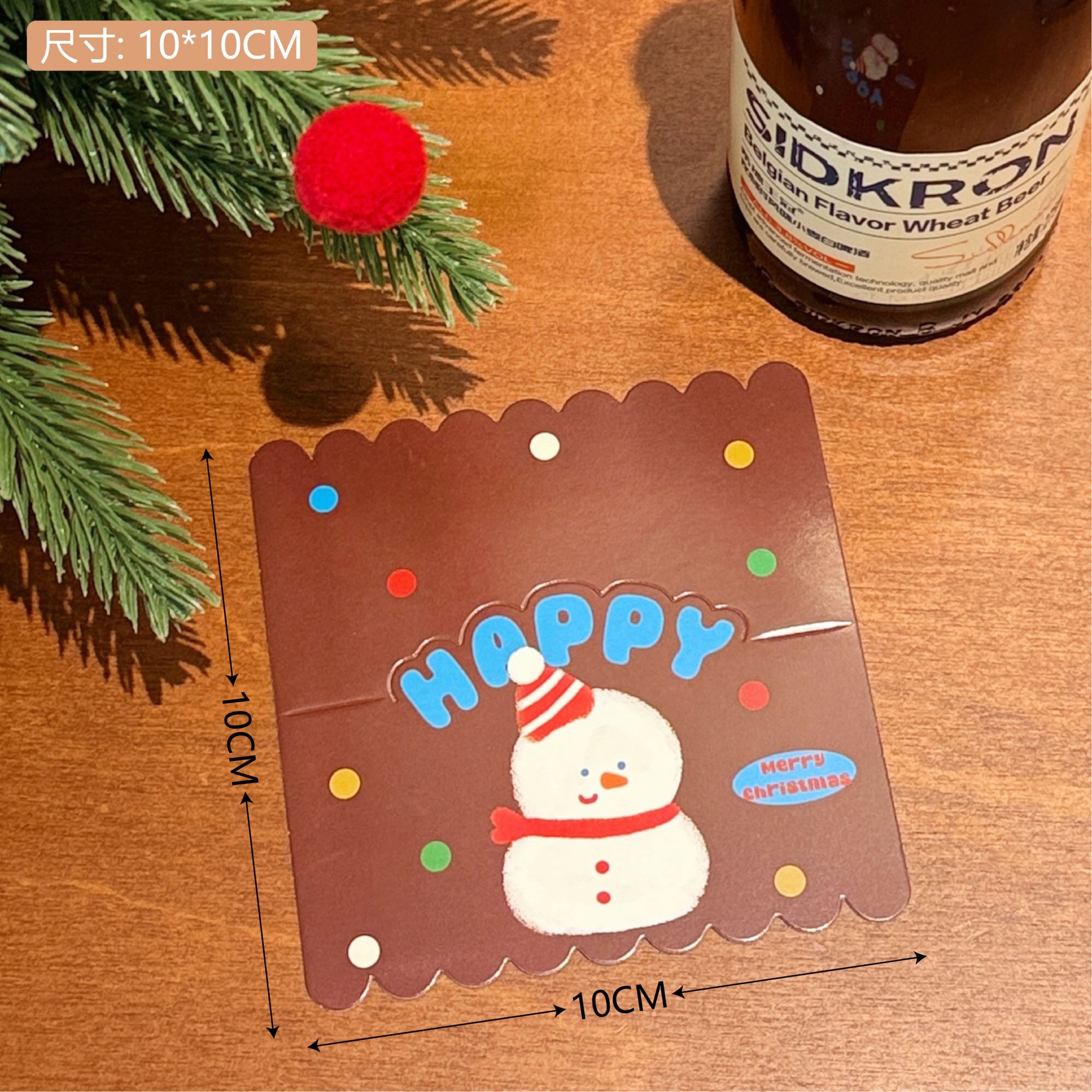 Tarjeta de Embalaje Navideño de Papel con Diseño de Dibujos Animados para Regalos