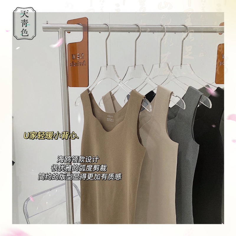 Autumn and winter round neck seagull collar velvet thermal vest Women's Light Velvet thin double-sided sanding thermal self-heating underwear