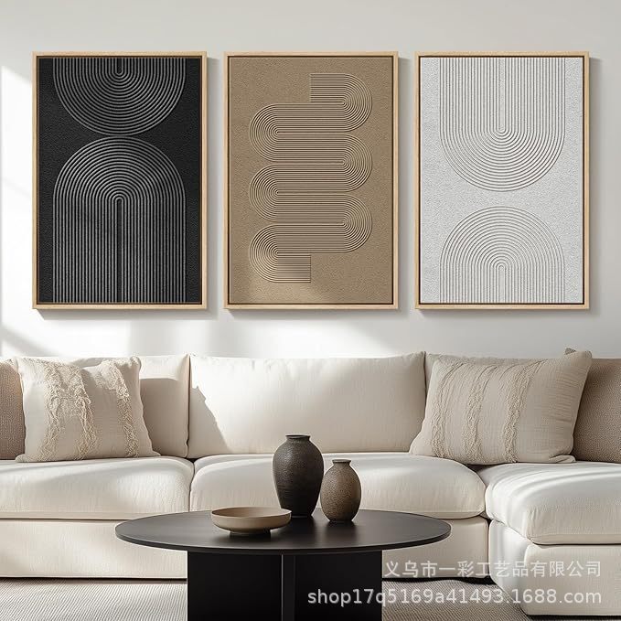 3 Framed Bohemian Abstract Black and White Brown Geometric Picture Canvas Art Pieces for Wall Decoration Hanging 3 Framed Bohemian Abstract Black and White Brown Geometric Picture Canvas Art Pieces for Wall Decoration Hanging
