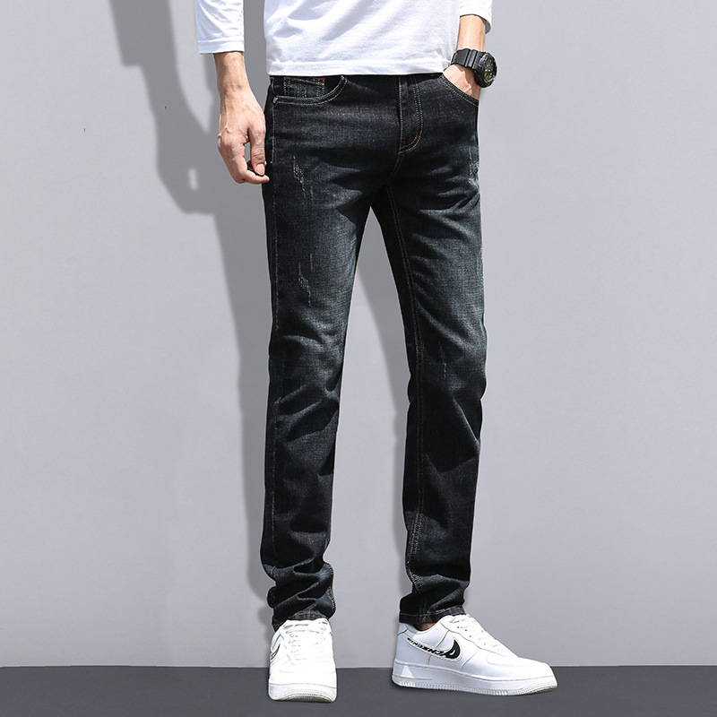 Calidad de los hombres pantalones vaqueros luz lujo casual marea calle slim fit moda boutique en stock jeans rectos