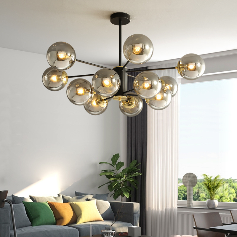 Scandinavian Style Lamps Living Room Chandelier Internet Celebrity Magic Bean Molecular Lamp Simple with Remote Control 2025 New Bedroom Lamp