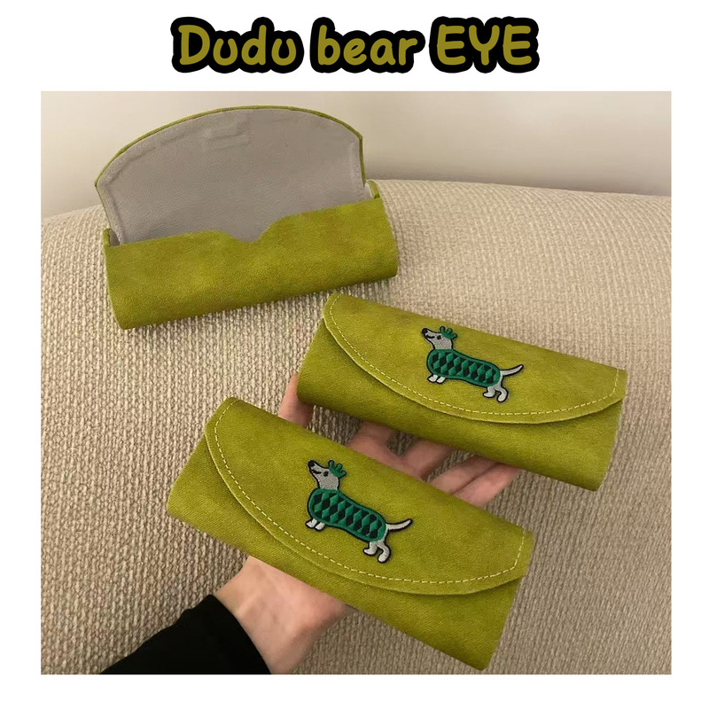 Ins Dachshund Dog Cloth Patch Korean Style Cute Simple Glasses Case High-Value High-End Dopamine Cute Men and Women Anti