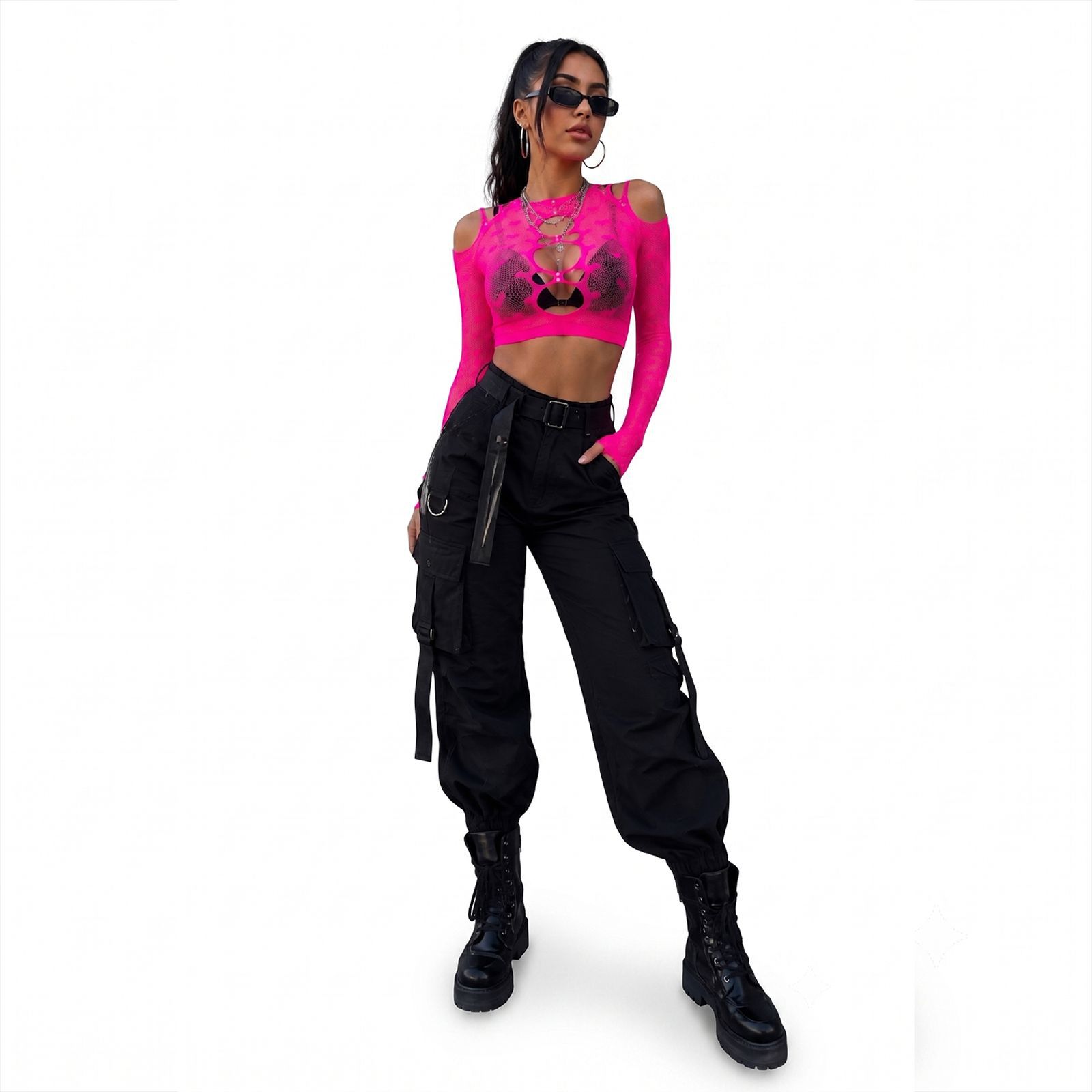 Transfronterizo Y2K sexy camiseta de manga larga mujer verano callejera vestir agujeros amor caliente taladro delgado blusa corta image 6