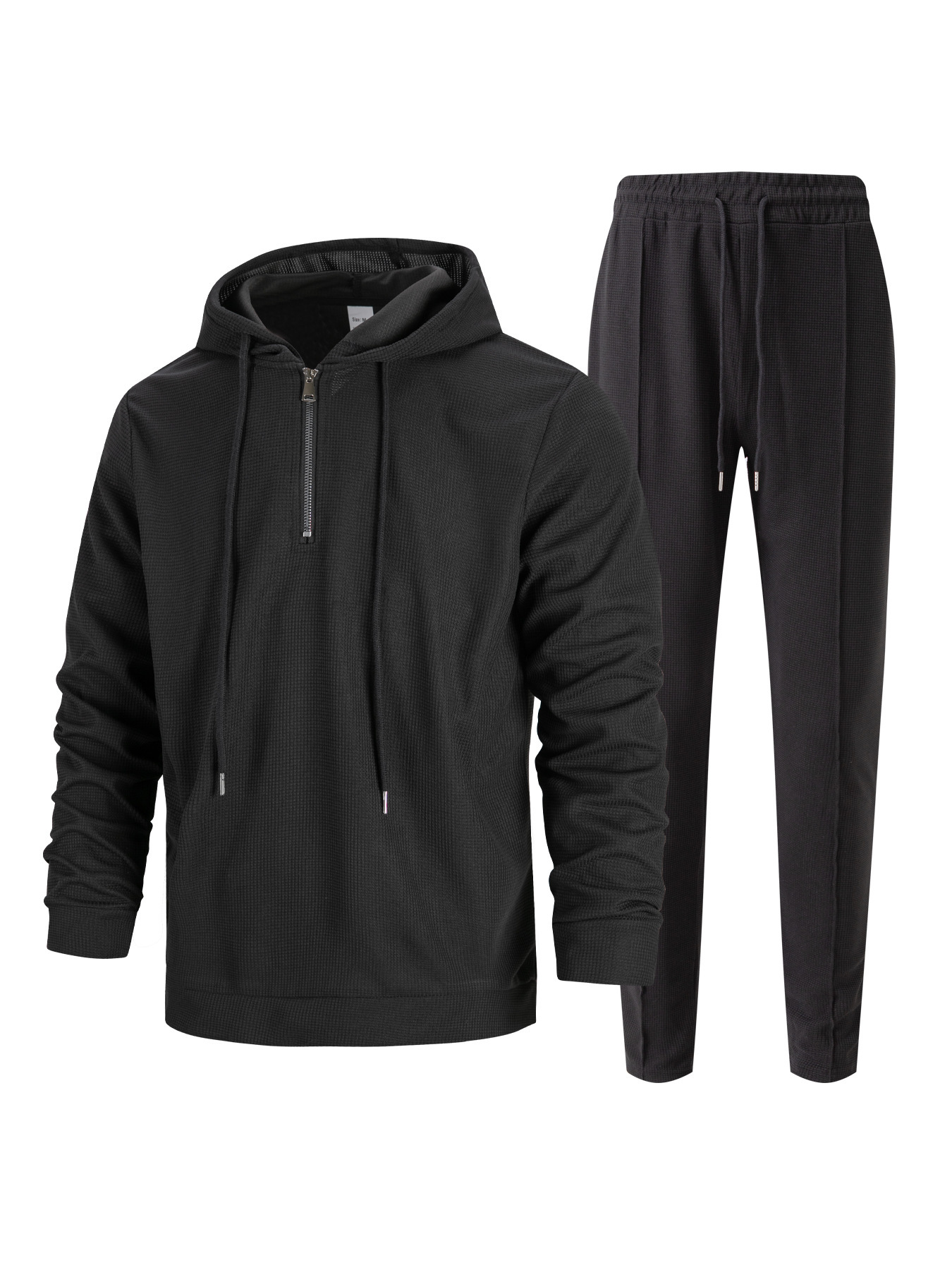 Men's Waffle-Knit Half-Zip Hoodie & Jogger Set – Breathable Lightweight Loungewear (S-XXXL, 5 Colors)_voghion.com
