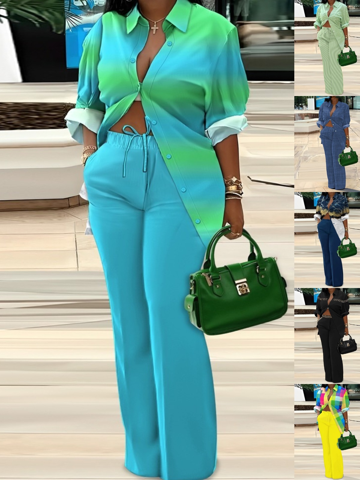 GraceChic GraceChic Cross-Border European And American Women's Clothing 2024 Autumn Winter New Sleeve Shirt Printed Long_voghion.com