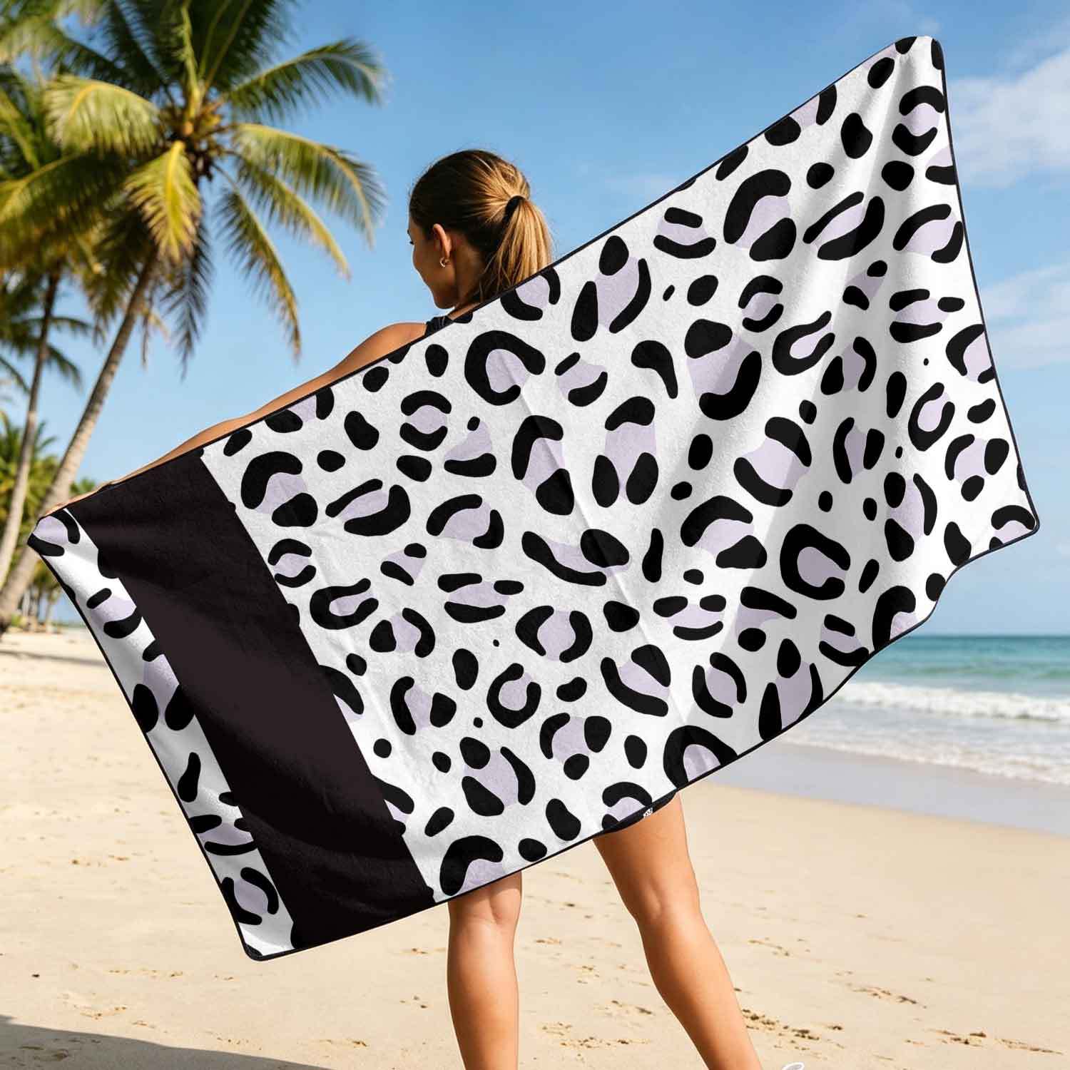 Printed bath towel and car seat cover 2-in-1, ultra-fine fiber outdoor beach and car dual-use universal seat cushion