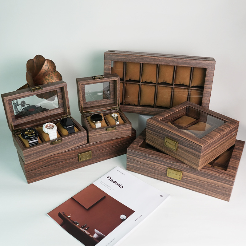 Wood Grain Leather Watch Box, High-end Watch Packaging Box, Wedding Can Store Watch Bracelet, Bracelet, Shopping Mall Stall Display