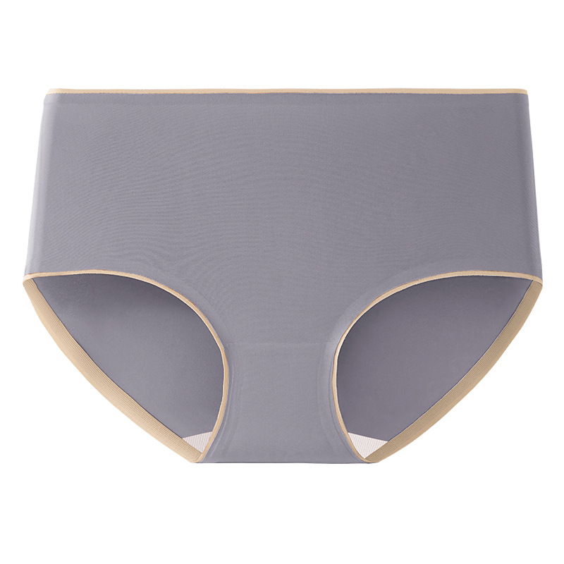 Ropa interior de color sólido simple, seda de hielo para mujer, cintura media sin costuras, entrepierna antibacteriana de verano, ropa interior de entrepierna de algodón puro, pantalones de cadera para mujer