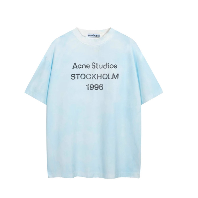 Trendy brand AC summer new distressed LOGO letters 1996 printed short sleeve T-shirt men's and women's street bottoming shirt tee