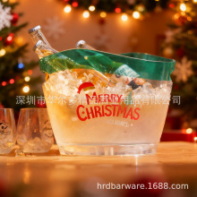 厂家直供圣诞派对系列加厚防摔啤酒饮料果汁塑料冰桶无脚杯组合